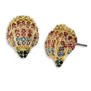NWT Kurt Geiger bird head multicolor crystal gold stud earrings